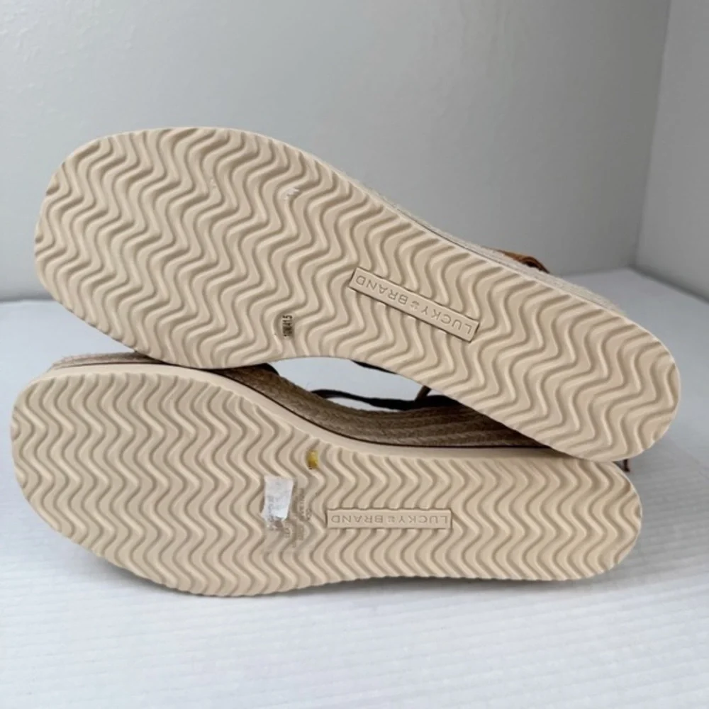 NEW Lucky Brand Carolie espadrille wedge sandal heel brown 10